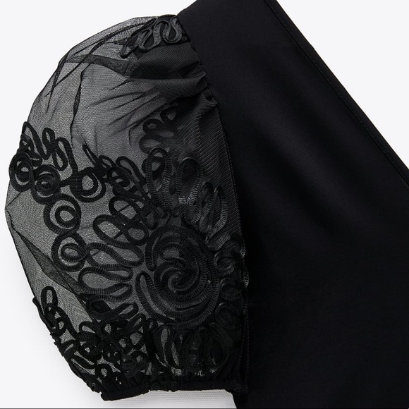 Zara embroidery sheer balloon sleeves bodysuit - Picture 3 of 9